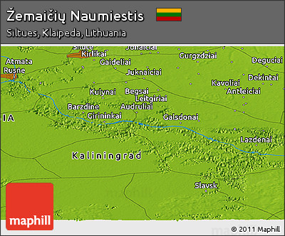 Physical Panoramic Map of Žemaičių Naumiestis