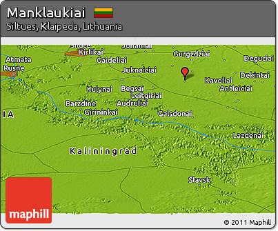Physical Panoramic Map of Manklaukiai