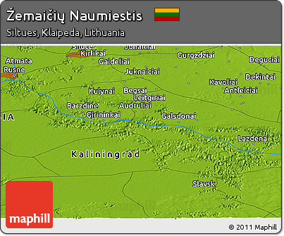 Physical Panoramic Map of Žemaičių Naumiestis