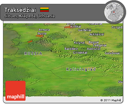 Satellite Panoramic Map of Traksėdžiai