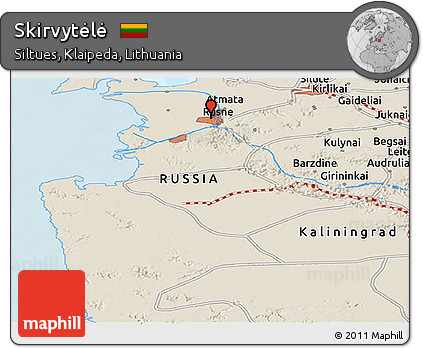 Shaded Relief Panoramic Map of Skirvytėlė