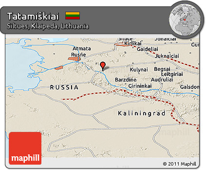 Shaded Relief Panoramic Map of Tatamiškiai