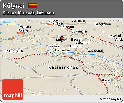 Shaded Relief Panoramic Map of Kūlynai