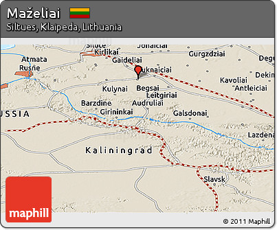 Shaded Relief Panoramic Map of Maželiai
