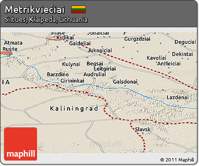 Shaded Relief Panoramic Map of Metrikviečiai