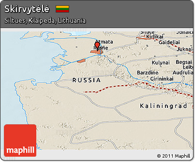 Shaded Relief Panoramic Map of Skirvytėlė
