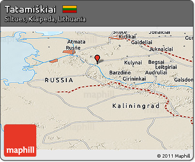Shaded Relief Panoramic Map of Tatamiškiai