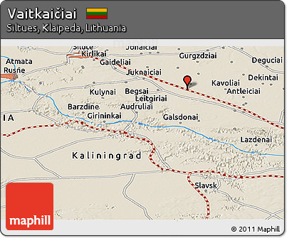 Shaded Relief Panoramic Map of Vaitkaičiai