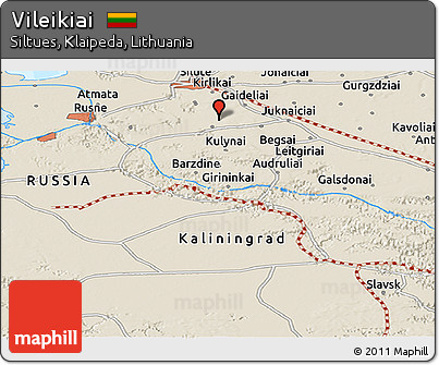Shaded Relief Panoramic Map of Vileikiai