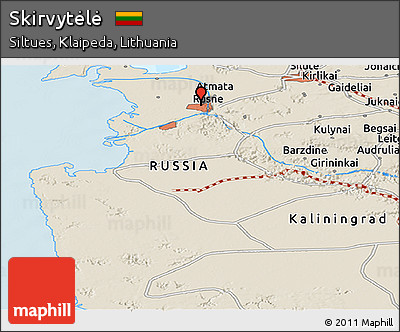 Shaded Relief Panoramic Map of Skirvytėlė