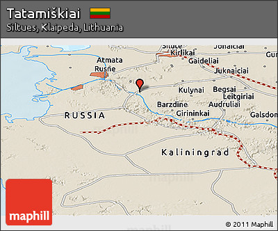 Shaded Relief Panoramic Map of Tatamiškiai