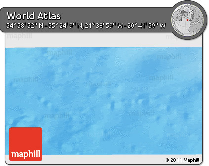Shaded Relief 3D Map of the Area around 55° 11' 31" N, 21° 10' 29" W