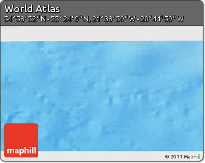 Shaded Relief 3D Map of the Area around 55° 11' 31" N, 21° 10' 29" W