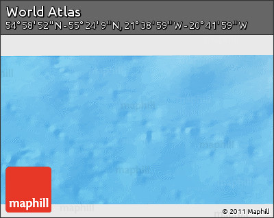 Shaded Relief 3D Map of the Area around 55° 11' 31" N, 21° 10' 29" W