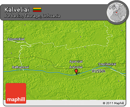 Physical 3D Map of Kalvėliai