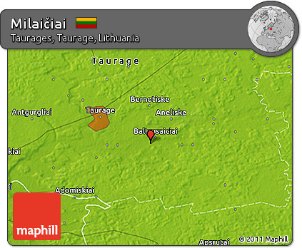 Physical 3D Map of Milaičiai