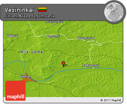 Physical 3D Map of Vėžininkai