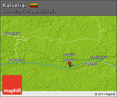 Physical 3D Map of Kalvėliai