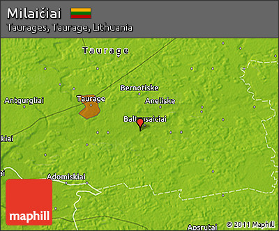 Physical 3D Map of Milaičiai