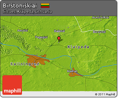 Physical 3D Map of Birštoniškiai