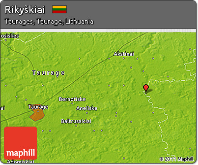 Physical 3D Map of Rikyškiai