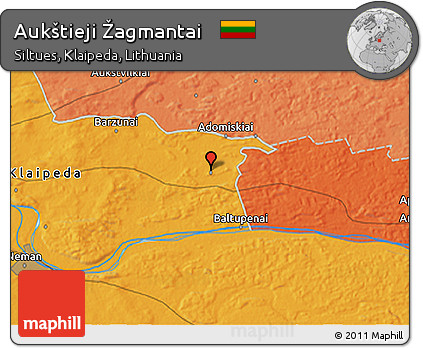 Political 3D Map of Aukštieji Žagmantai