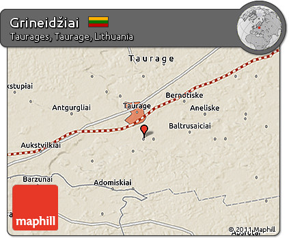 Shaded Relief 3D Map of Grineidžiai