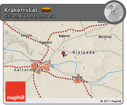 Shaded Relief 3D Map of Krakeniškas