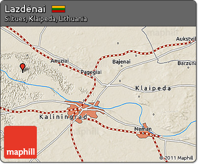 Shaded Relief 3D Map of Lazdėnai