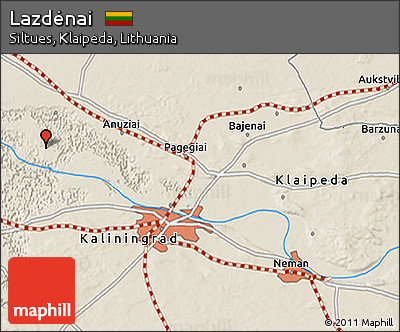 Shaded Relief 3D Map of Lazdėnai