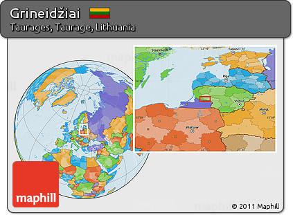 Political Location Map of Grineidžiai