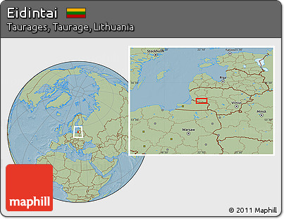 Savanna Style Location Map of Eidintai, hill shading