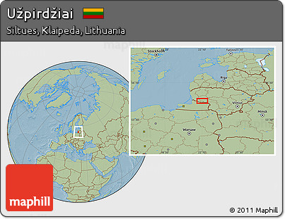 Savanna Style Location Map of Užpirdžiai, hill shading