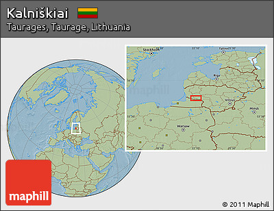 Savanna Style Location Map of Kalniškiai, hill shading