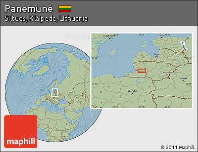 Savanna Style Location Map of Panemunė, hill shading