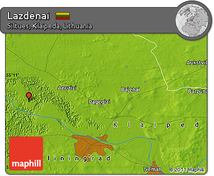 Physical Map of Lazdėnai