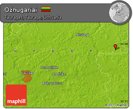 Physical Map of Ožnugariai