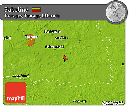 Physical Map of Sakalinė
