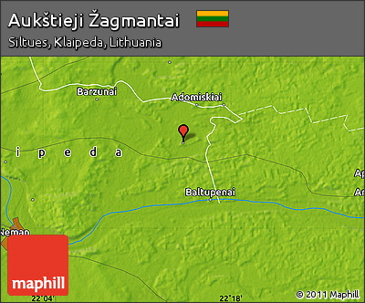 Physical Map of Aukštieji Žagmantai