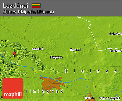 Physical Map of Lazdėnai