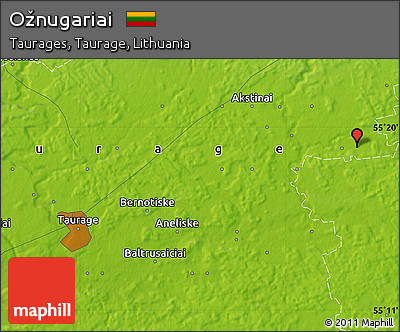 Physical Map of Ožnugariai