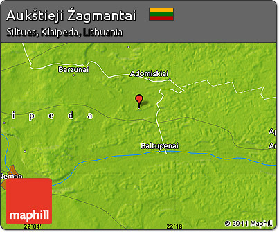 Physical Map of Aukštieji Žagmantai