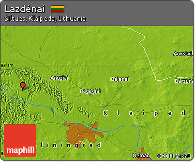 Physical Map of Lazdėnai