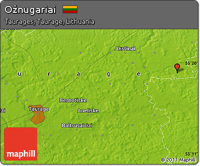 Physical Map of Ožnugariai