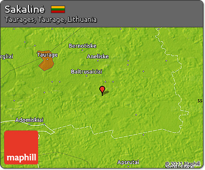Physical Map of Sakalinė