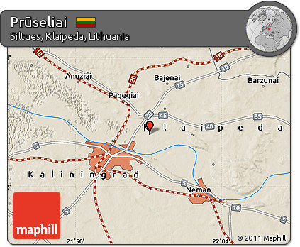 Shaded Relief Map of Prūseliai