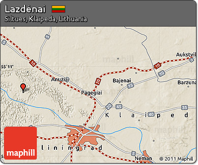 Shaded Relief Map of Lazdėnai