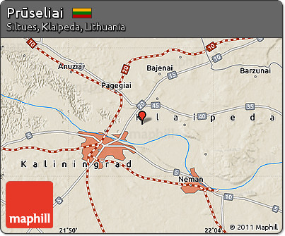 Shaded Relief Map of Prūseliai