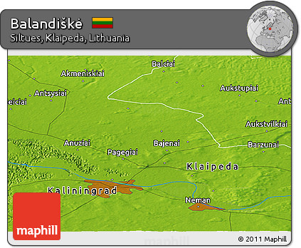 Physical Panoramic Map of Balandiškė