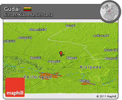 Physical Panoramic Map of Gudai